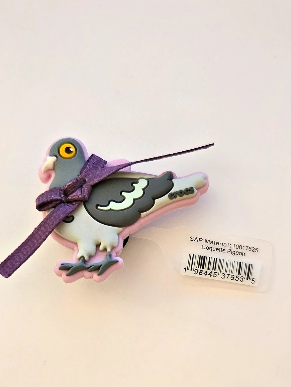 Crocs Coquette Pigeon Jibbitz Charm Purple & Gray